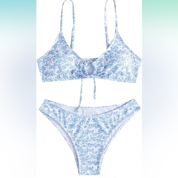 Women’s Two Piece Bathing Suit Floral Print Triangle Bikini Swimsuit XL - Picture 2 of 7